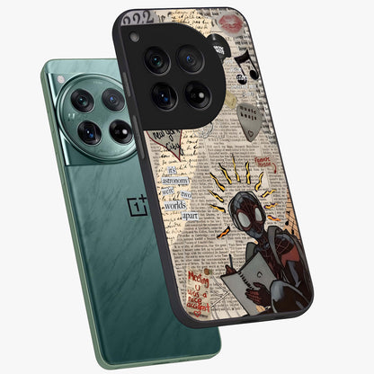 City Dream Sketch Glass Case for 1+12 captured at a warm angle highlighting urban line details, gloss, and edge clarity.