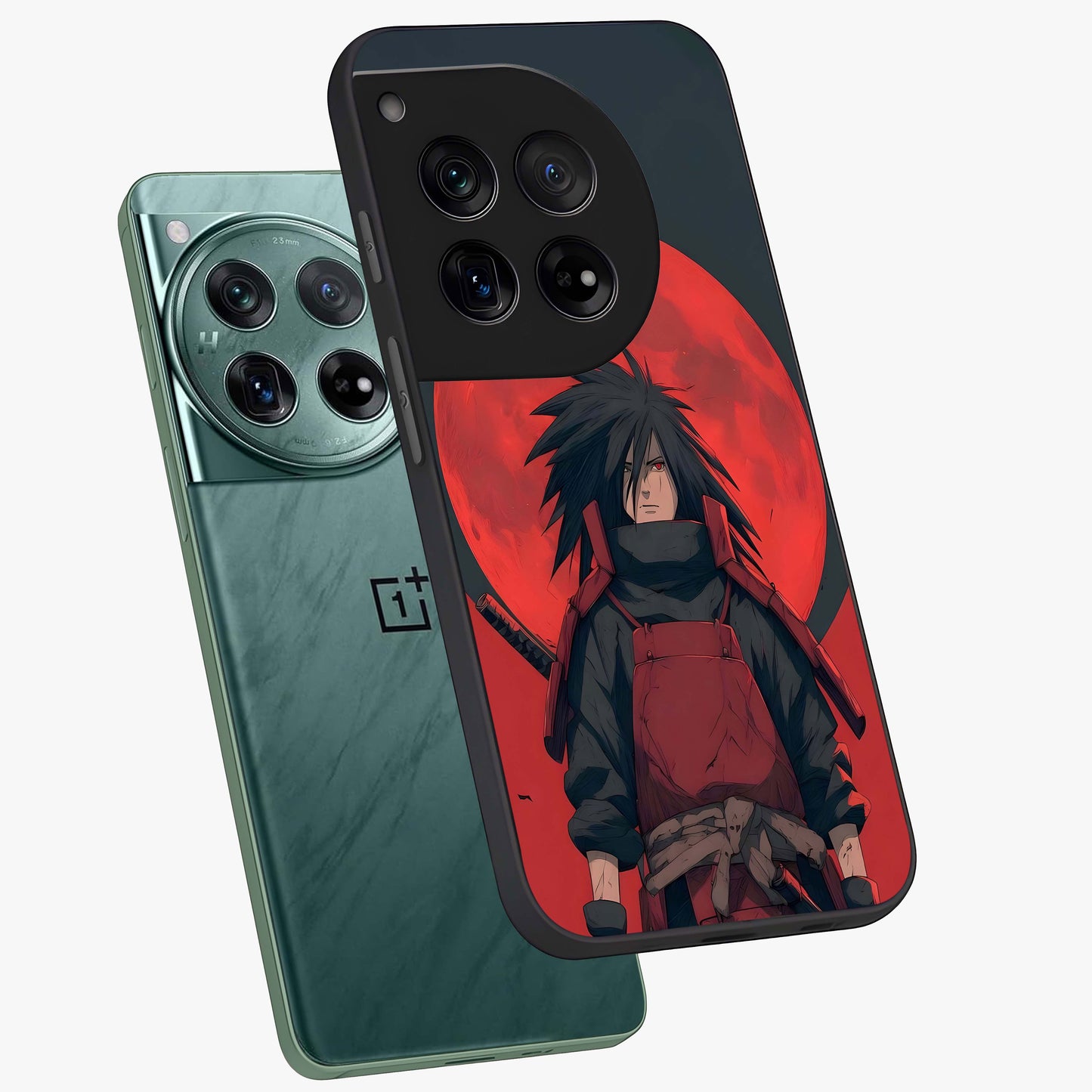 Crimson Moon Warlord Glass Case for 1+12 angled mockup showcasing glossy finish and intense dark red tones