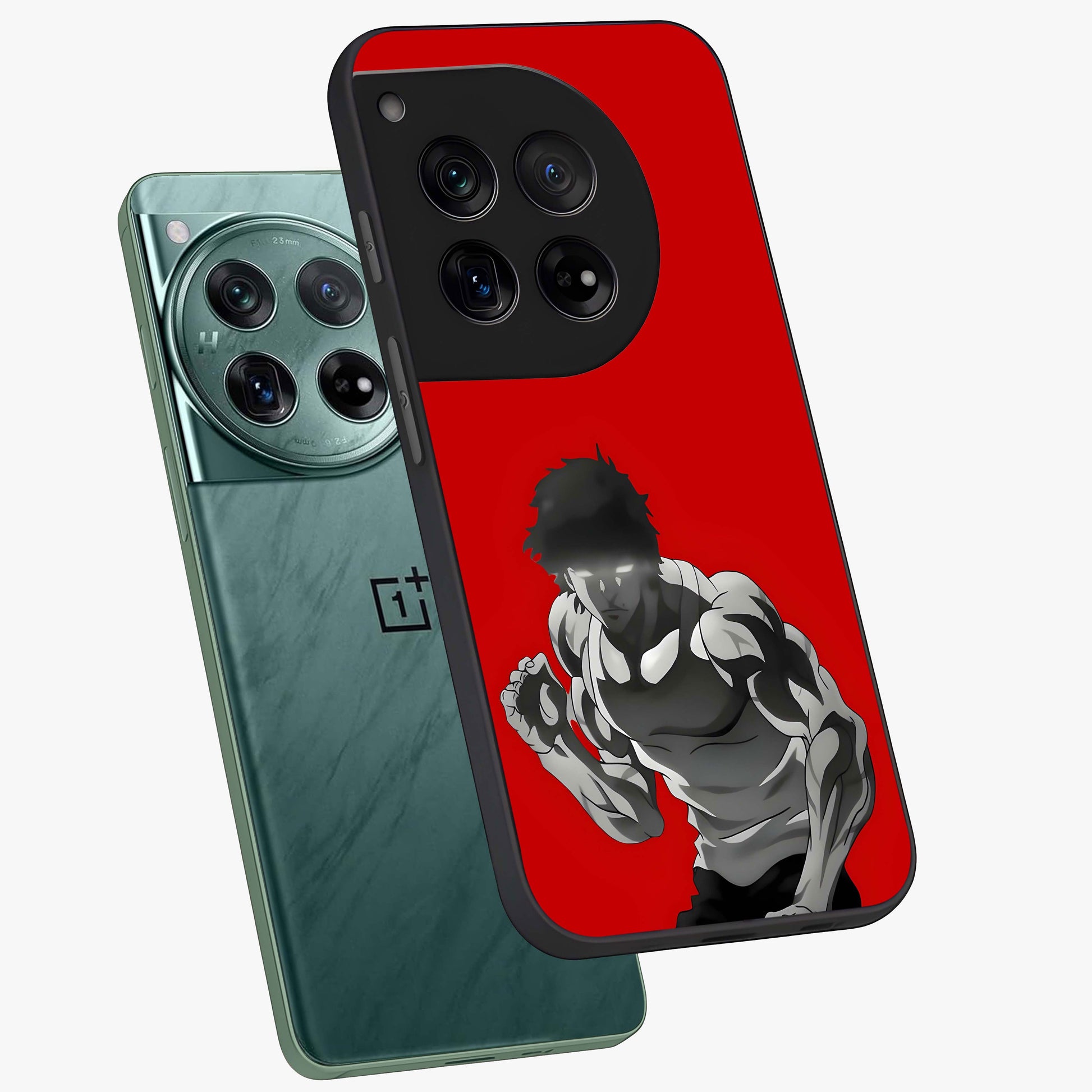 Crimson Power Rush Glass Case for 1+12 angled mockup showcasing glossy finish and high energy design