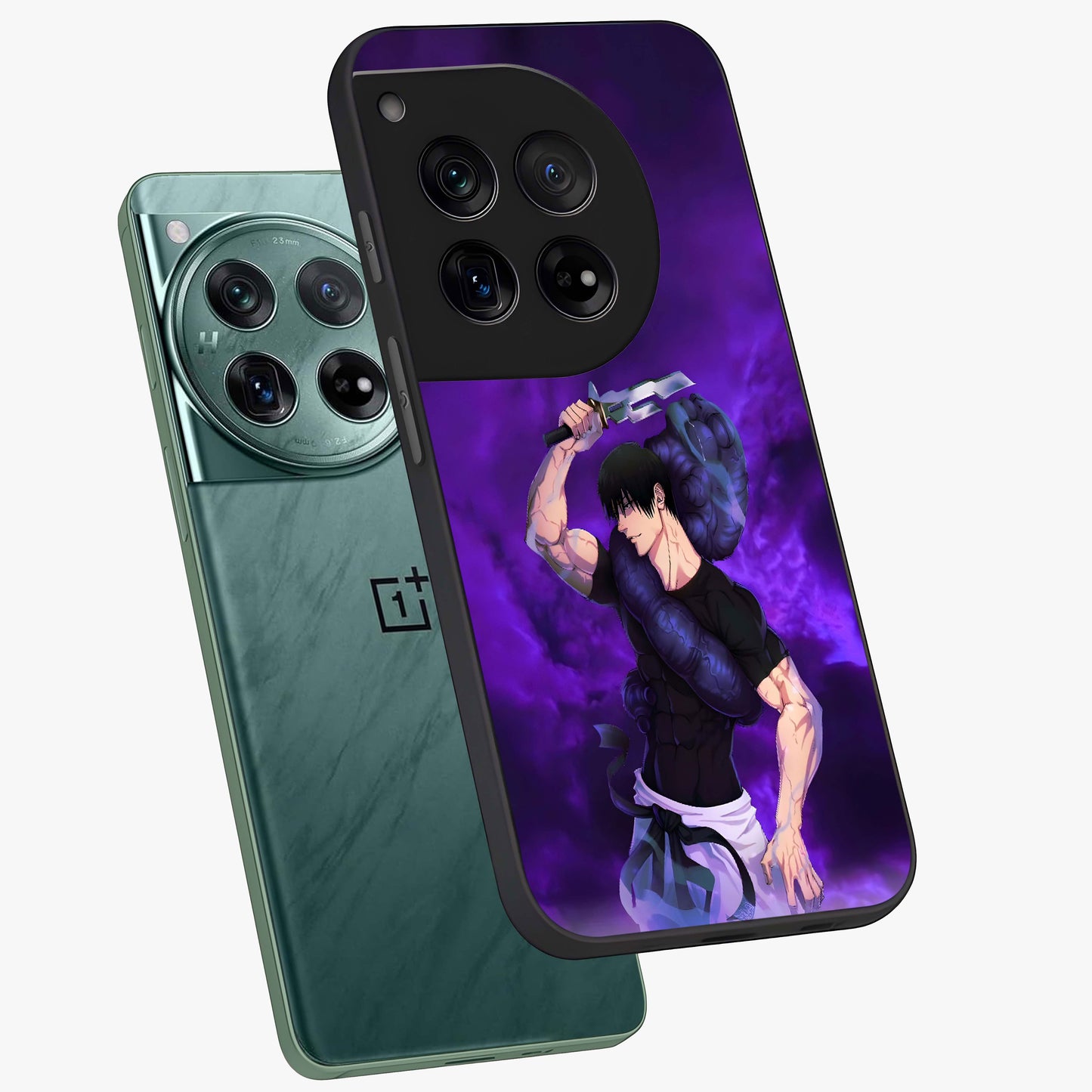 Cursed Strength Ascension Glass Case for 1+12 angled mockup showcasing glossy finish and bold shadow detailing