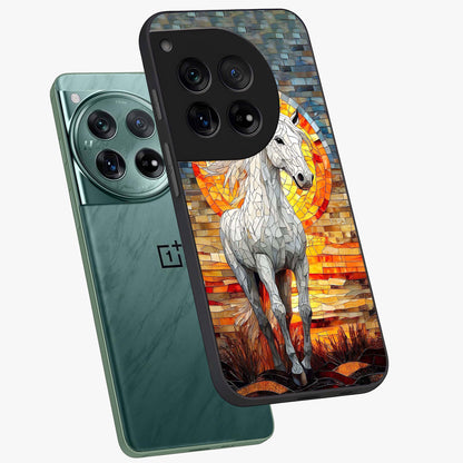 Elected Horse Glass Case for 1+12 angled mockup showcasing glossy finish and dynamic equestrian detailing
