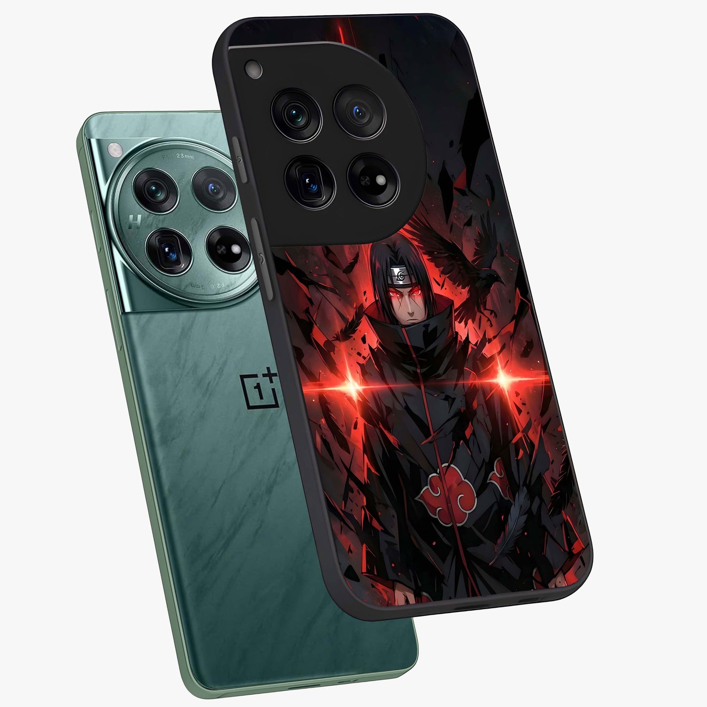 Focused Blade Discipline Glass Case for 1+12 angled mockup showcasing glossy finish and intense warrior detailing