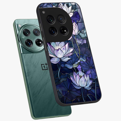 Gloss Petal Rush Glass Case for 1+12 angled mockup showcasing shiny glass finish and vibrant bloom detailing