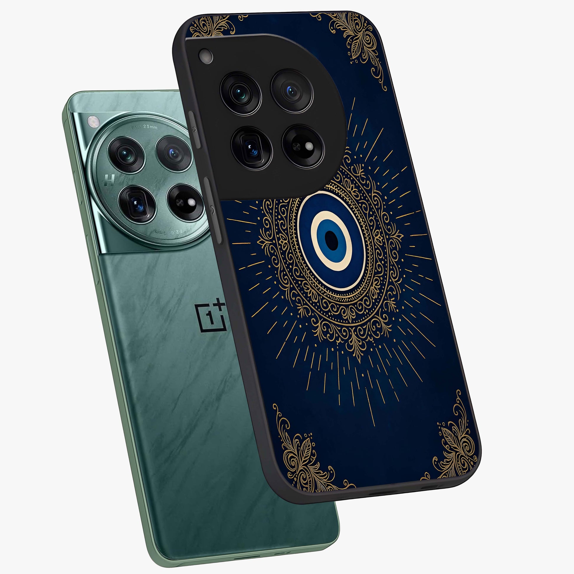 Golden Heart Glow Glass Case for 1+12 angled mockup showcasing glossy finish and radiant warm tones