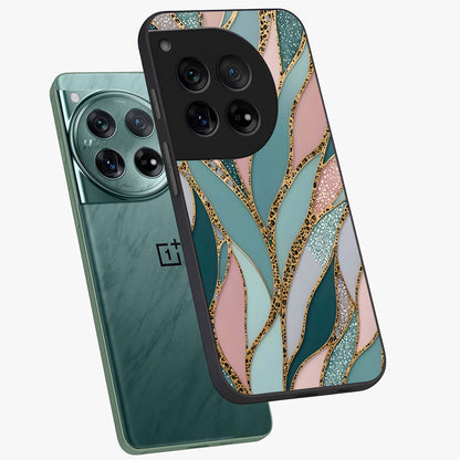 Golden Lotus Glow Glass Case for 1+12 angled mockup showcasing glossy finish and luminous spiritual tones