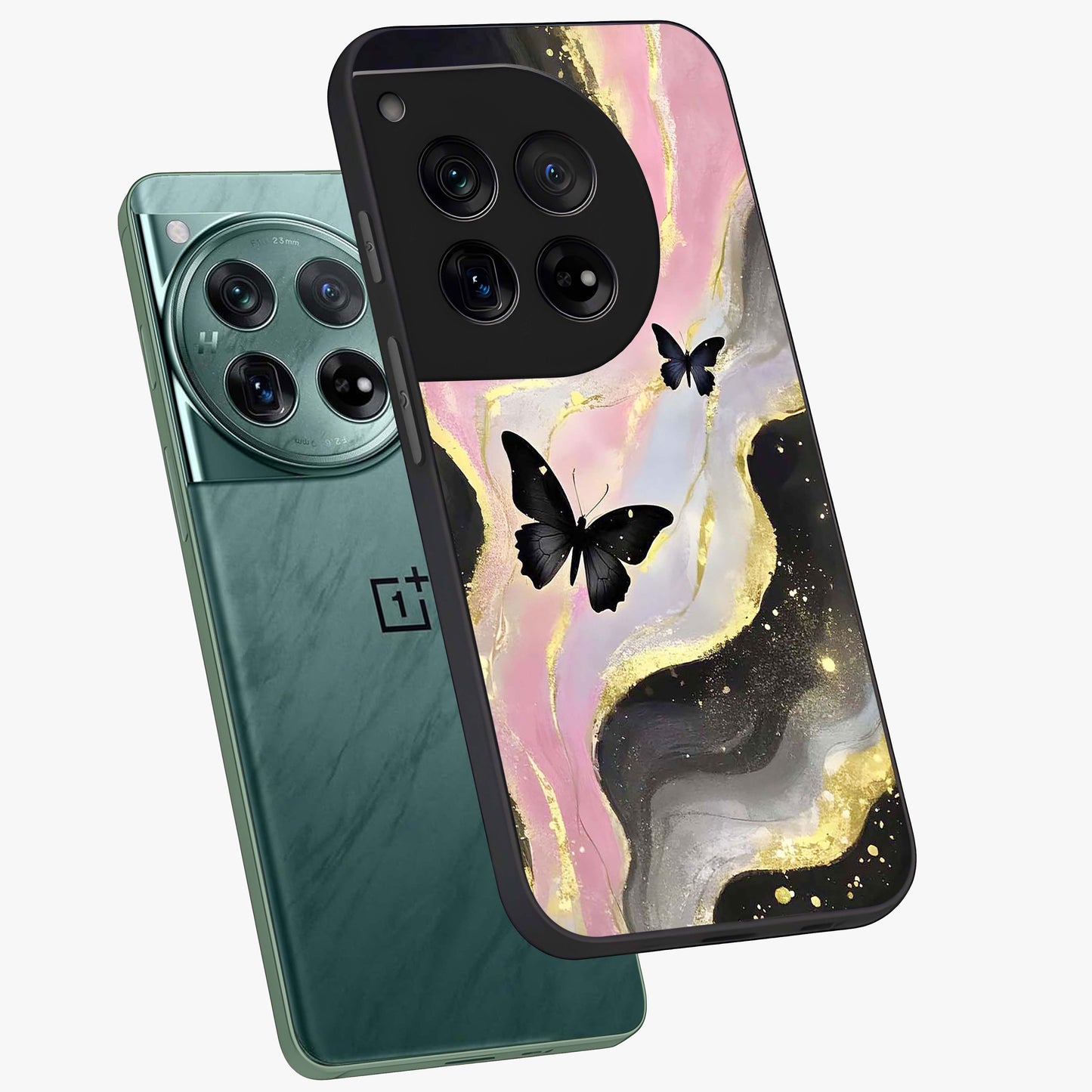 Golden Moon Horizon Glass Case for 1+12 angled mockup showcasing glossy finish and warm gradient tones