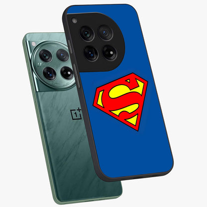 Legendary Hero Emblem Glass Case for 1+12 angled mockup showcasing glossy glass finish and strong graphic detailing