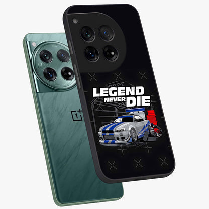 Midnight Racing Legacy Glass Case for 1+12 angled mockup showcasing glossy glass finish and dynamic motion detailing