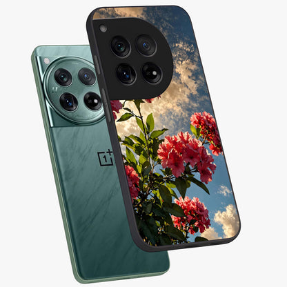 Moonlit Blossom Charm Glass Case for 1+12 angled mockup showcasing glossy glass finish and delicate bloom detailing