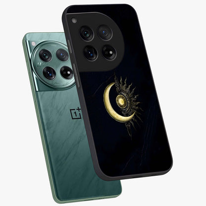 Mystic Lunar Flame Glass Case for 1+12 angled mockup showcasing glossy finish and glowing night tones