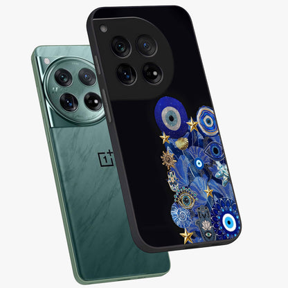Mystic Ocean Eye Glass Case for 1+12 angled mockup showcasing glossy finish and fluid wave detailing