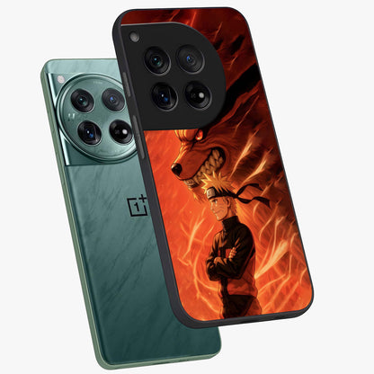 Nine Tails Legacy Glass Case for 1+12 angled mockup showcasing glossy finish and dramatic fiery tones