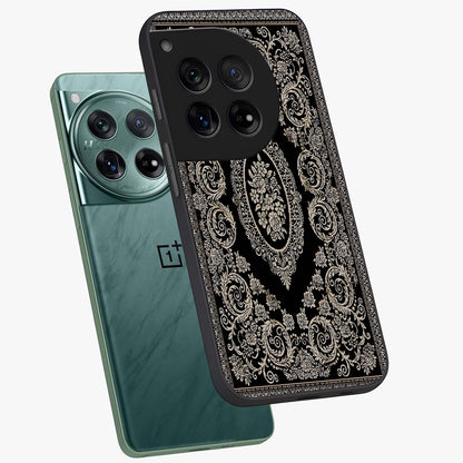 Noir Bloom Elegance Glass Case for 1+12 angled mockup showcasing glossy finish and refined bloom detailing
