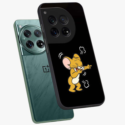 Playful Jerry Vibes Glass Case for 1+12 angled mockup showcasing glossy finish and vibrant character detailing