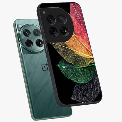 Rainbow Leaf Glow Glass Case for 1+12 angled mockup showcasing glossy finish and radiant gradient tones