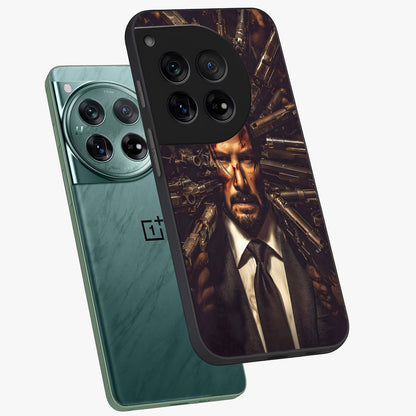 Relentless Shadow Assassin Glass Case for 1+12 angled mockup showcasing glossy finish and dramatic shadow detailing