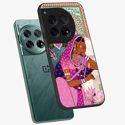 Royal Lotus Muse Glass Case for 1+12 angled mockup showcasing glossy finish and refined floral tones