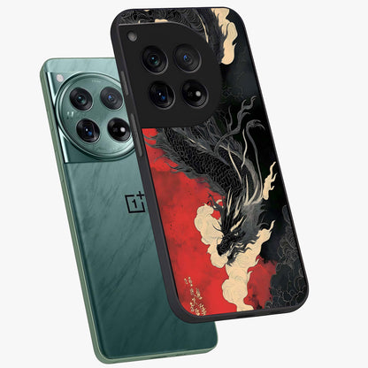 Shadow Dragon Fury Glass Case for 1+12 angled mockup showcasing glossy finish and powerful fantasy detailing