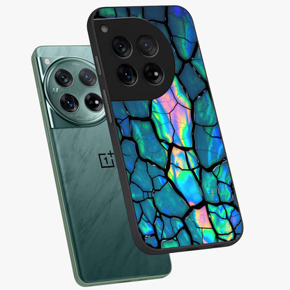 Tropical Wing Vibe Glass Case for 1+12 angled mockup showcasing glossy finish and bold gradient detailing