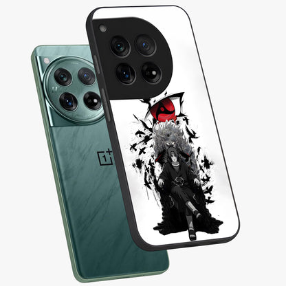Uchiha Shadow Throne Glass Case for 1+12 angled mockup showcasing glossy finish and dramatic shadow detailing