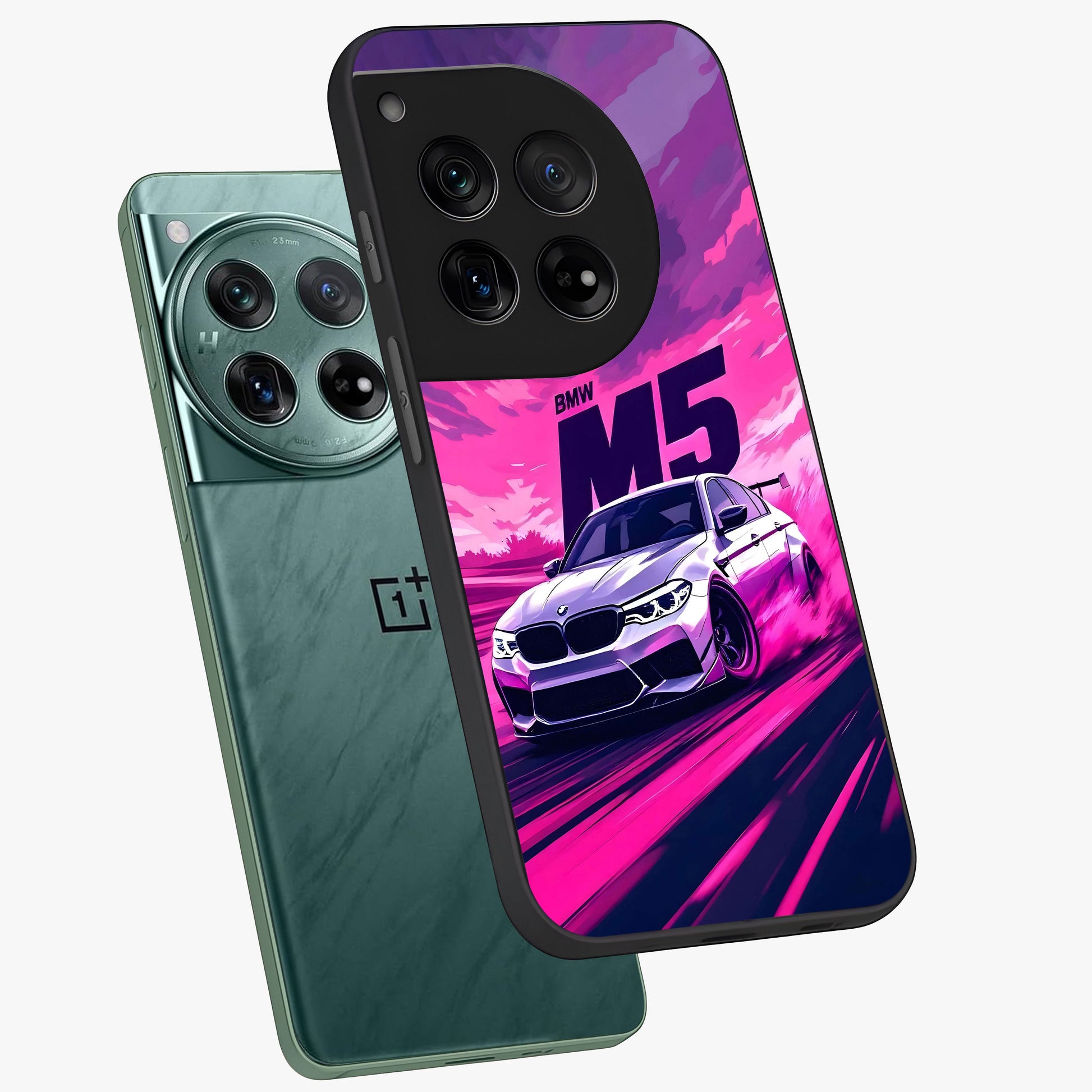 Velocity Drift Pulse Glass Case for 1+12 angled mockup showcasing glossy finish and bold speed gradients