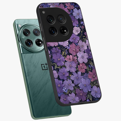 Velvet Bloom Tapestry Glass Case for 1+12 angled mockup showcasing glossy finish and deep velvet tones