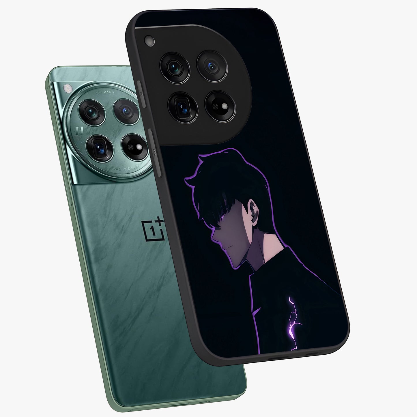 Void Lightning Phantom Glass Case for 1+12 angled mockup showcasing glossy finish and high contrast detailing