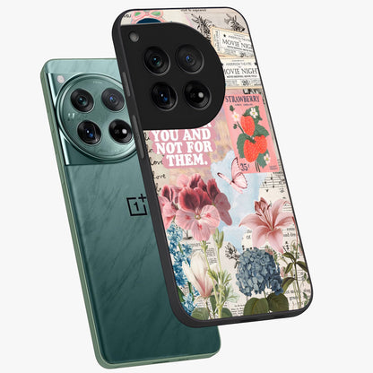 Whimsical Vintage Aesthetic Glass Case for 1+12 angled mockup showcasing glossy glass finish and soft nostalgic tones