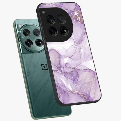 White and Purple Marble Glass Case for 1+12 angled mockup showcasing glossy finish and refined stone detailing