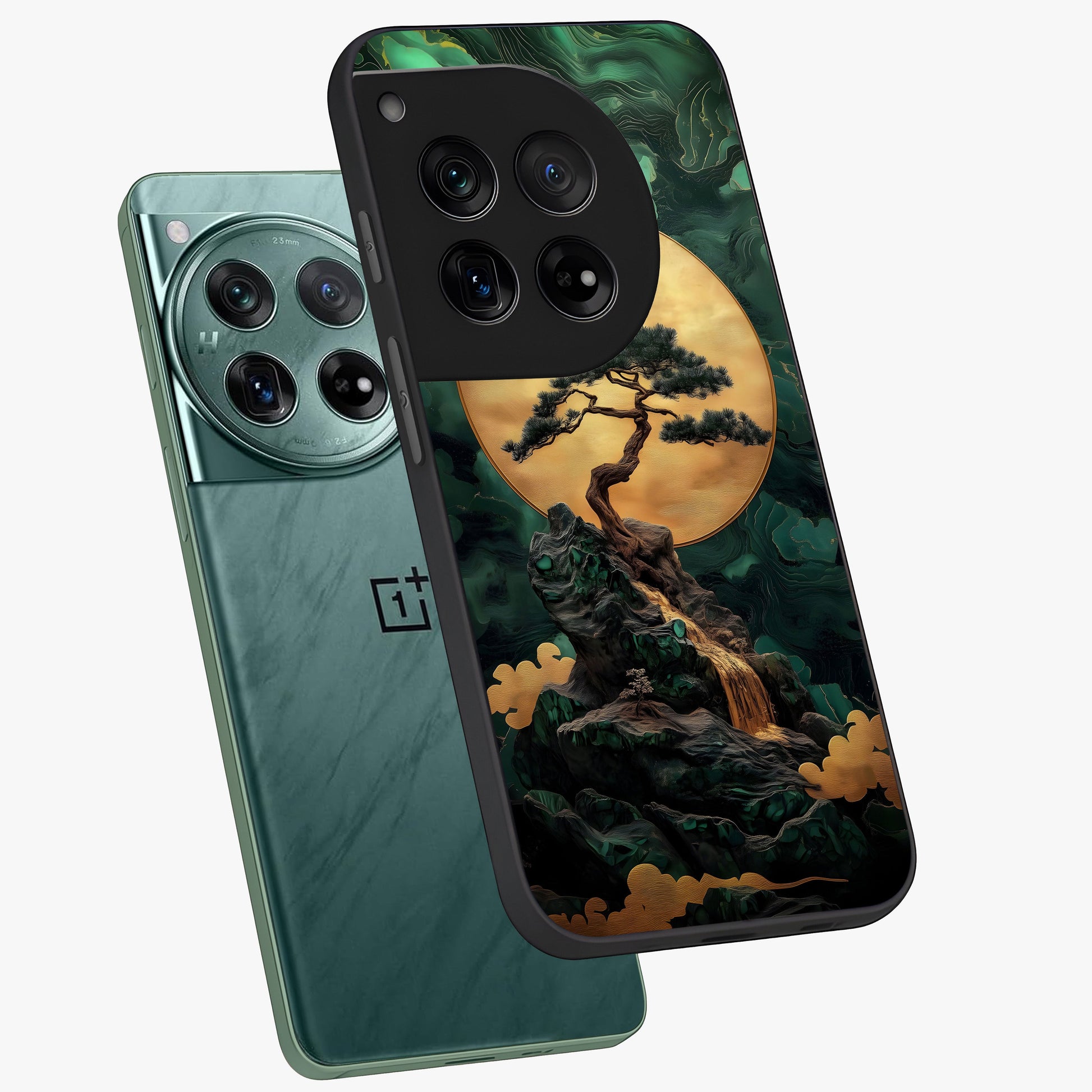Zen Moon Rise Glass Case for 1+12 angled mockup showcasing glossy finish and soft night sky tones