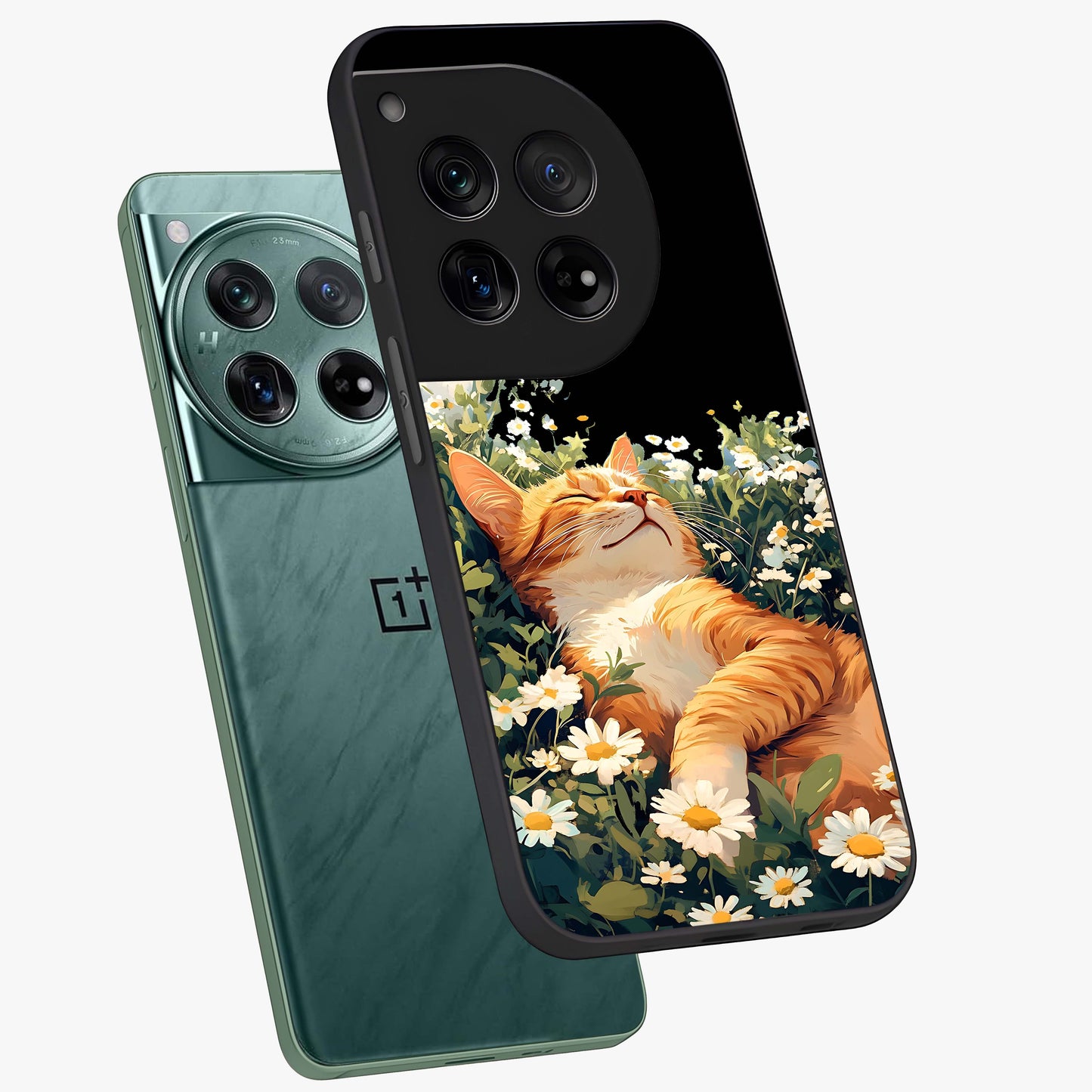 Blissful Bloom Cat Glass Case for OnePlus 12 |1+12