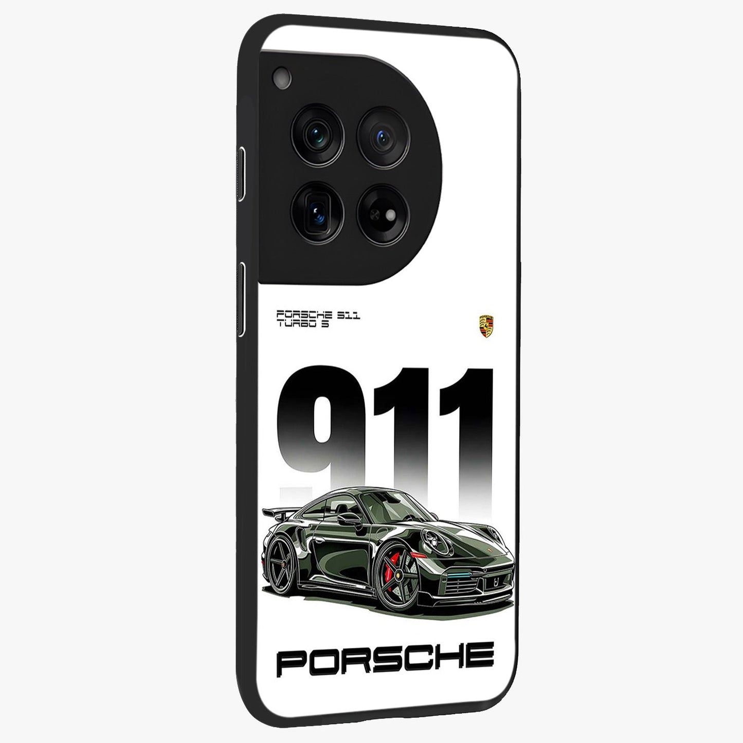 911 Turbo Dominance Glass Case for 1+12 stylish side perspective highlighting sleek edges and high detail sports car illustration