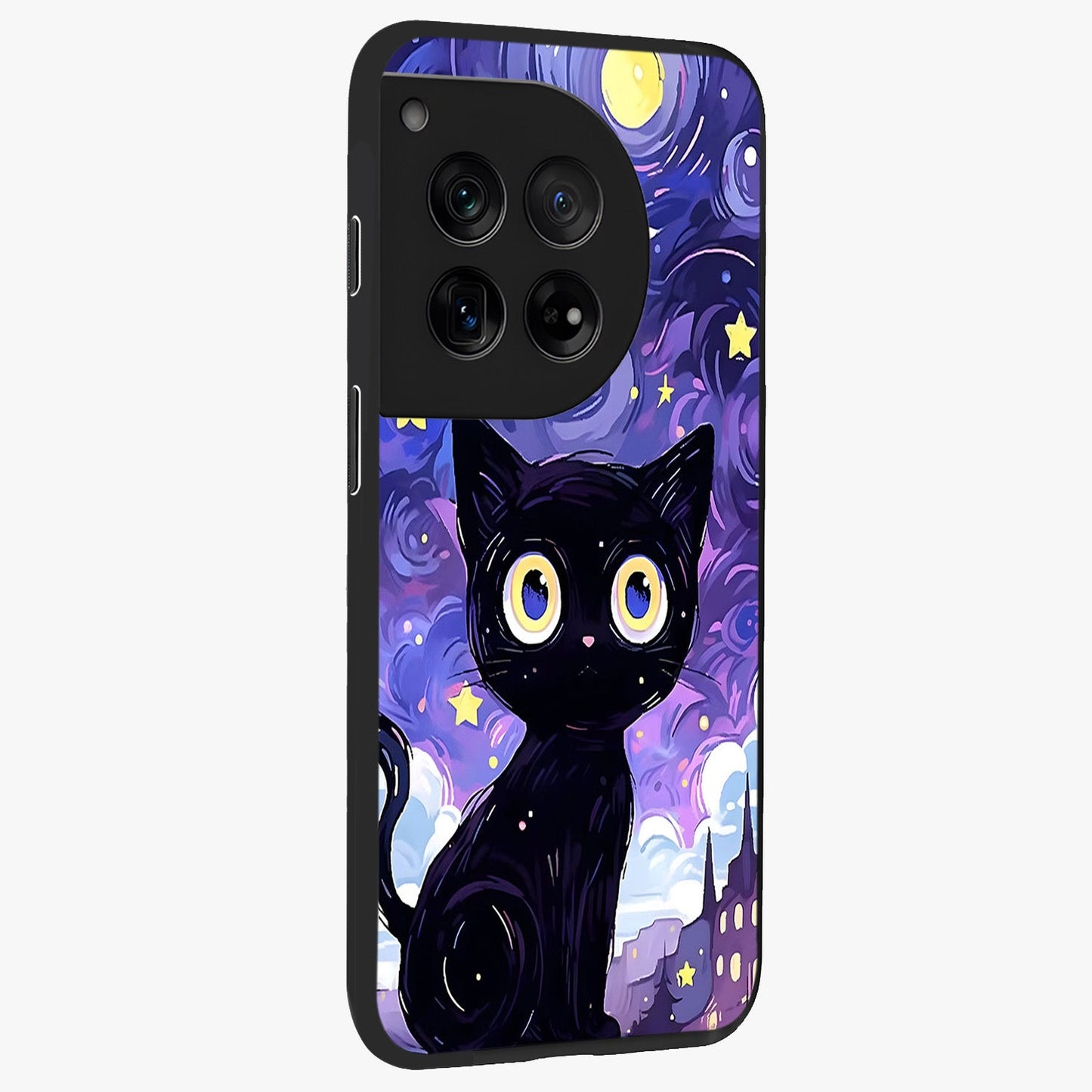 Abstract Cat Art Glass Case for 1+12 stylish side perspective highlighting bold abstract artwork details