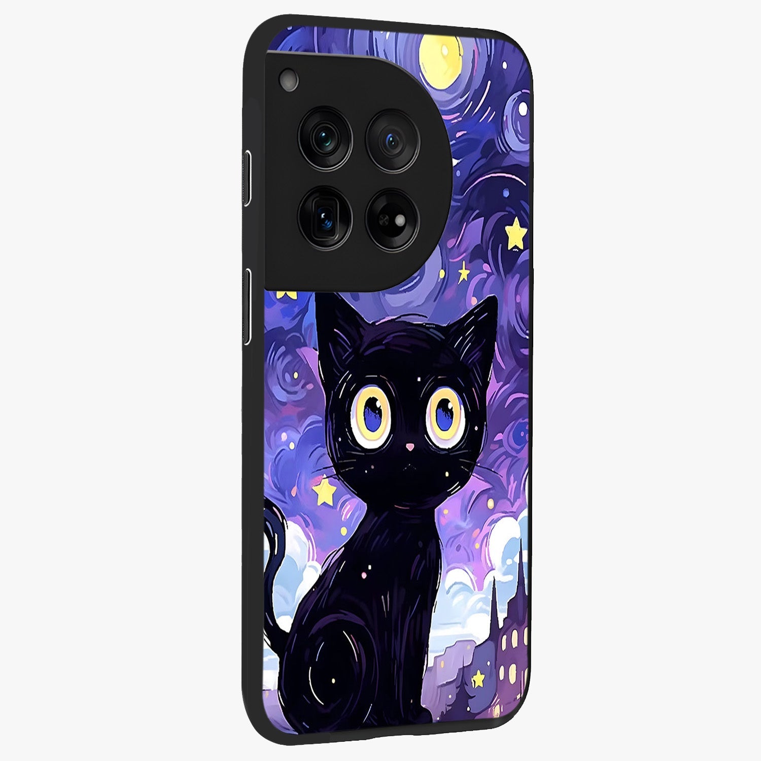 Abstract Cat Art Glass Case for 1+12 stylish side perspective highlighting bold abstract artwork details