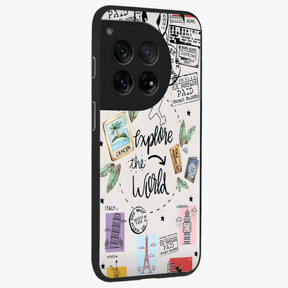 Adventure Awaits Art Glass Case for 1+12 side perspective highlighting motivational travel graphic details