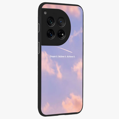 Aesthetic Clouds Dream Glass Case for 1+12 side perspective highlighting smooth edges and dreamy cloud details