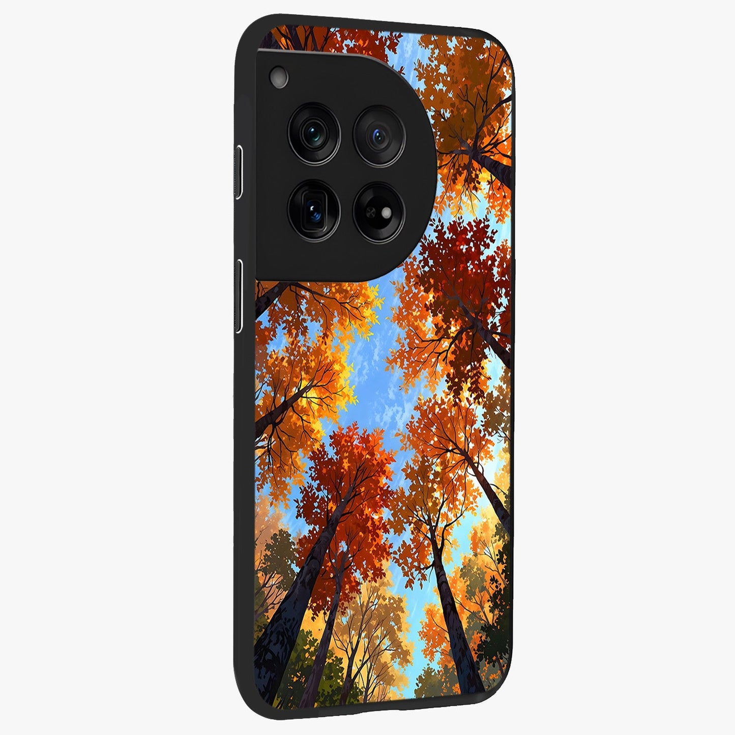 Amber Canopy Glow Glass Case for 1+12 side perspective highlighting rich nature inspired design details