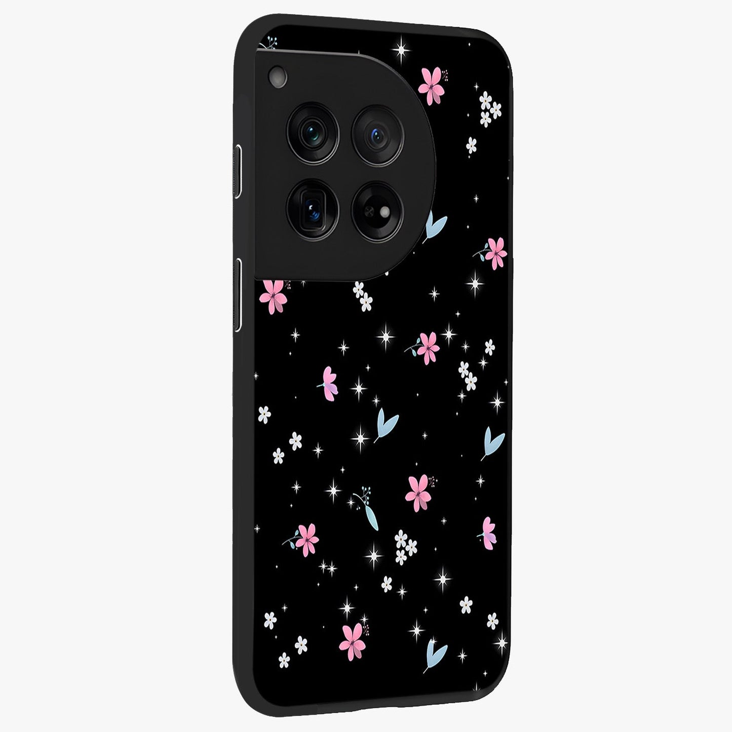 Black Aesthetic Wallpapers Glass Case for 1+12 side perspective highlighting sleek edges and premium dark design