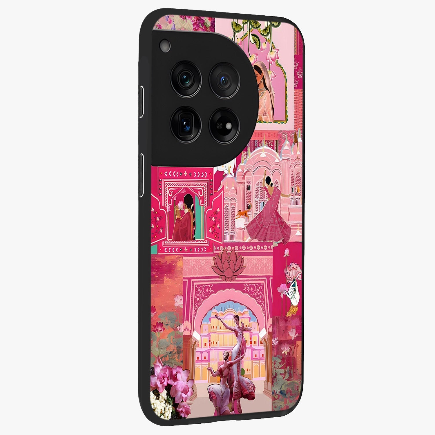 Blossoms of Rajasthan Glass Case for 1+12 side perspective highlighting intricate heritage detailing and bold colors