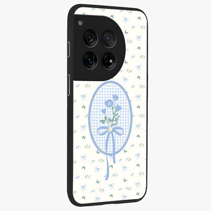 Blue Ribbon Bloom Glass Case for 1+12 side perspective highlighting graceful floral design and premium edges