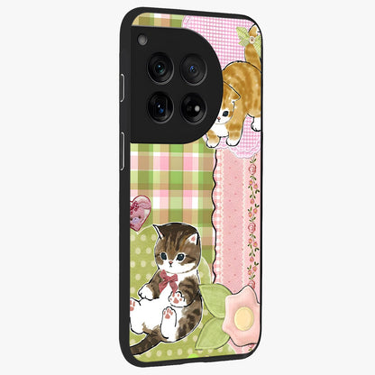 Cats Sweet Button Glass Case for 1+12 side perspective highlighting playful details and sleek premium build