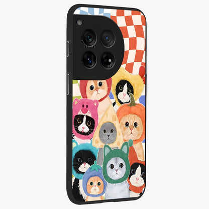 Cats in Fruits Glass Case for 1+12 side perspective highlighting fun detailing and premium smooth edges