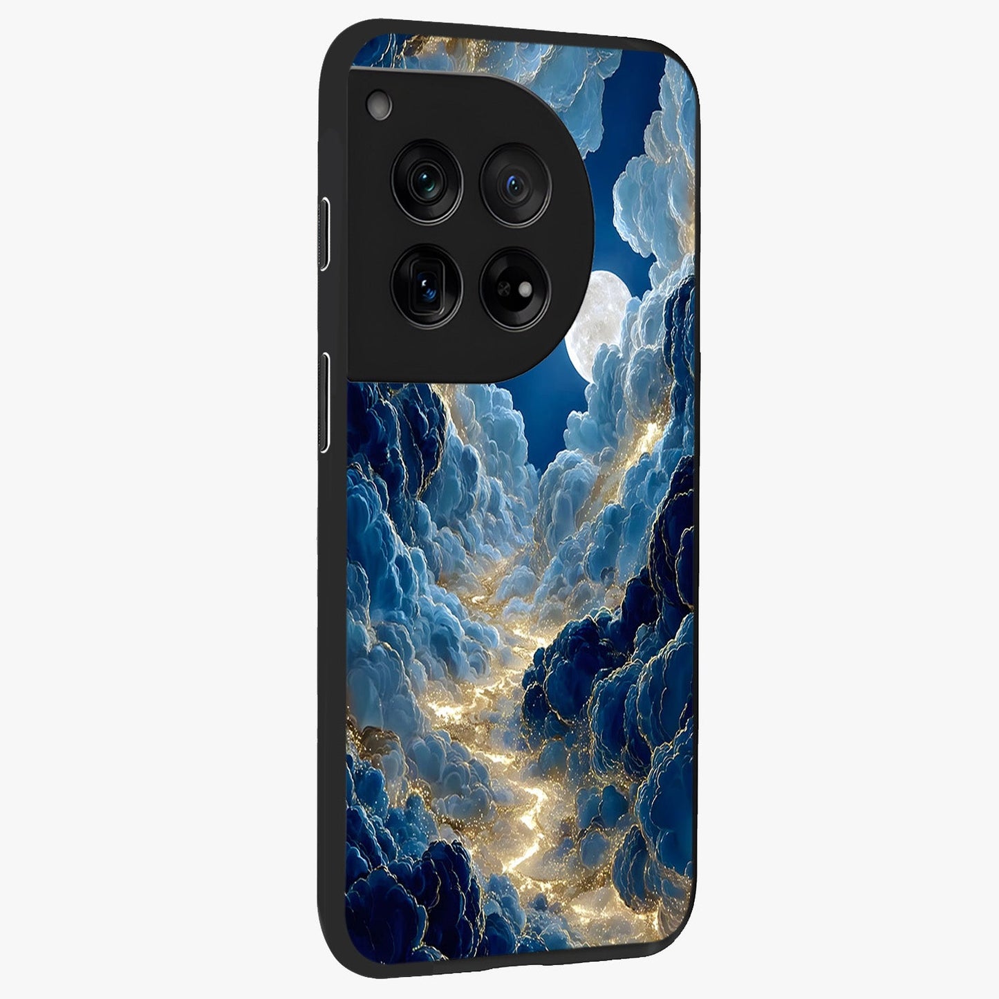 Celestial Cloud Path Glass Case for 1+12 side perspective highlighting airy cloud details and premium build