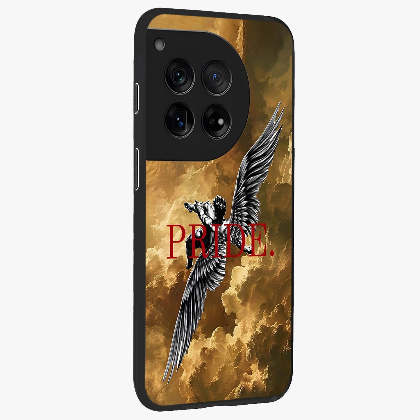 Celestial Fallen Pride Glass Case for 1+12 side perspective highlighting deep space textures and premium edge finish