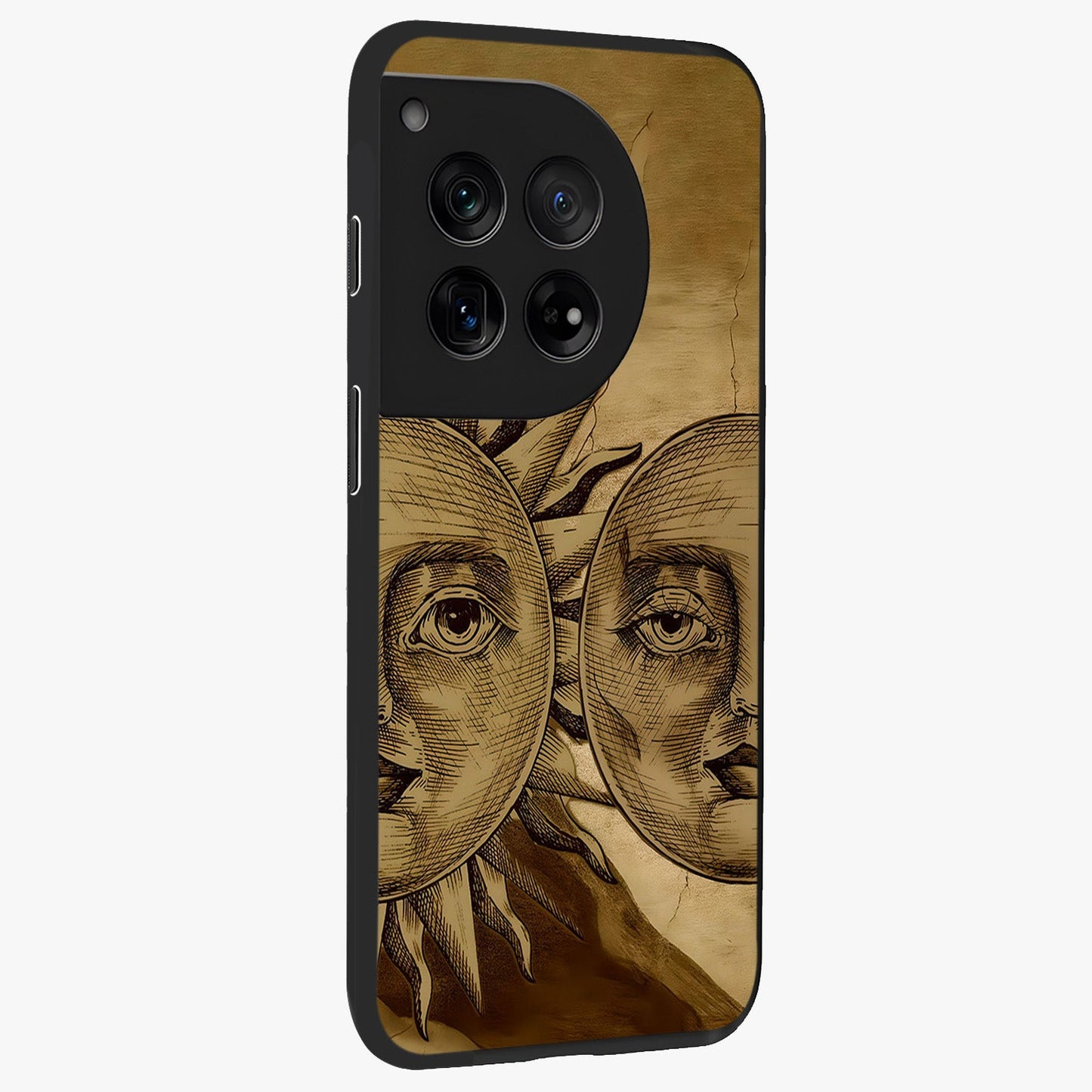 Celestial Relic Glow Glass Case for 1+12 side perspective highlighting intricate celestial textures and sleek build