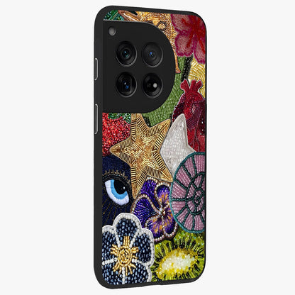 Cosmic Charm Shine Glass Case for 1+12 side perspective highlighting luminous detailing and sleek edge design