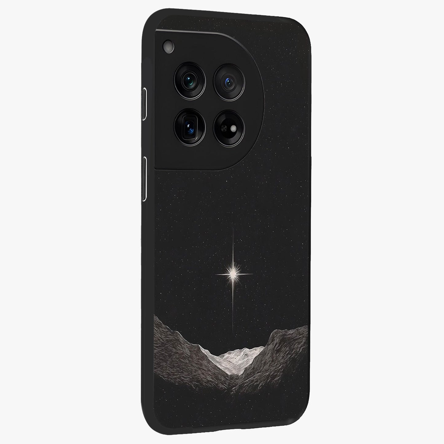 Cosmic Dream Night Glass Case for 1+12 side perspective highlighting vibrant star detailing and premium build