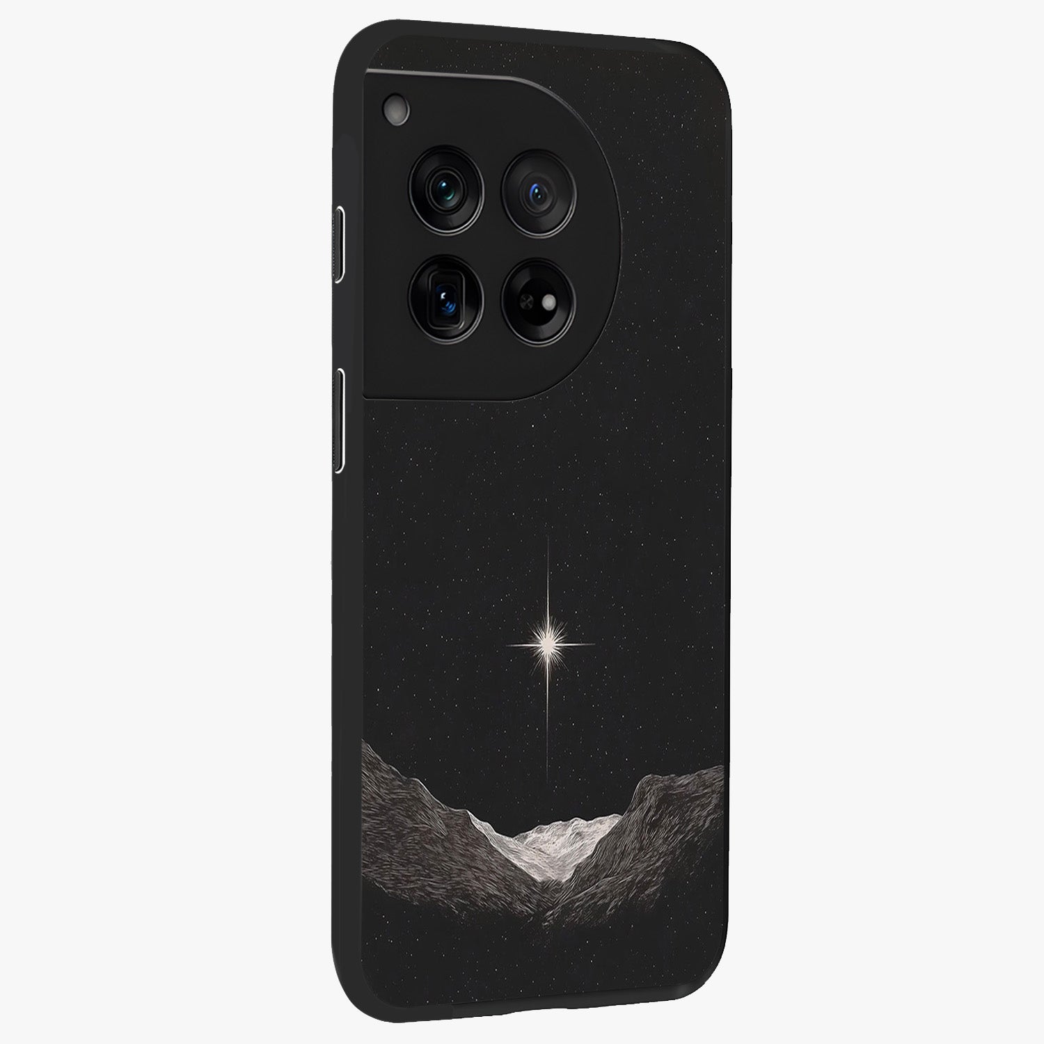 Cosmic Dream Night Glass Case for 1+12 side perspective highlighting vibrant star detailing and premium build