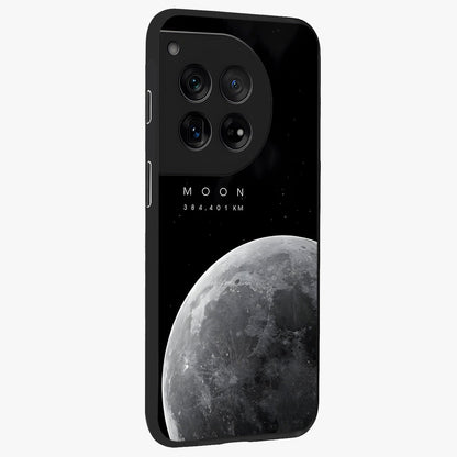 Cosmic Moon Glow Glass Case for 1+12 side perspective highlighting radiant moon detailing and smooth premium finish
