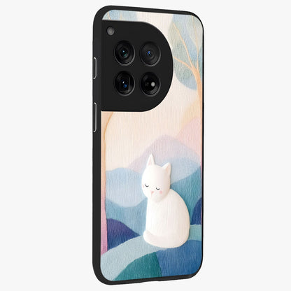 Cotton Dream Cat Glass Case for 1+12 side perspective highlighting cute feline details and smooth premium edges